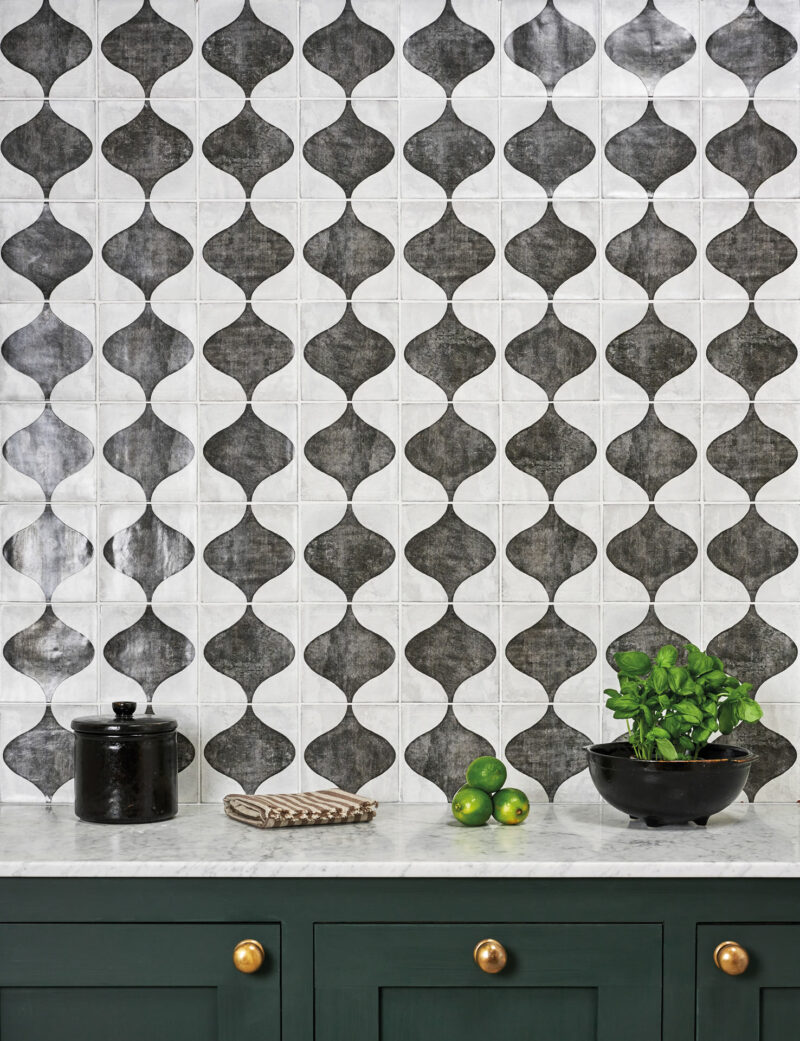 CAP DTCWA1515 2 Cuba ceramic alba gloss moroccan black white wall tile interior monochrome kitchen