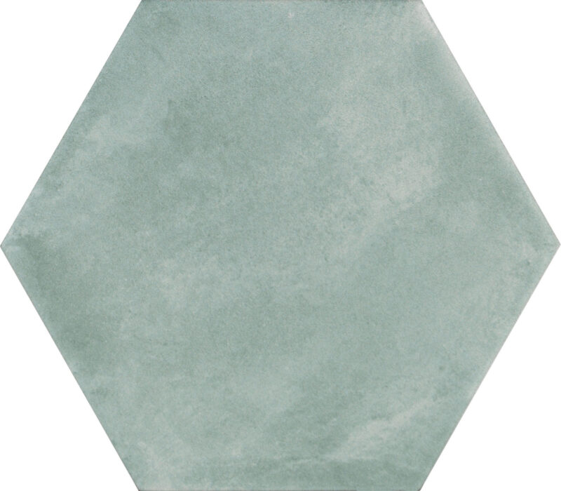 CAP DTMHS1416 1 Medina porcelain hexagon salvia blue green matt wall floor mottled interior eclectic