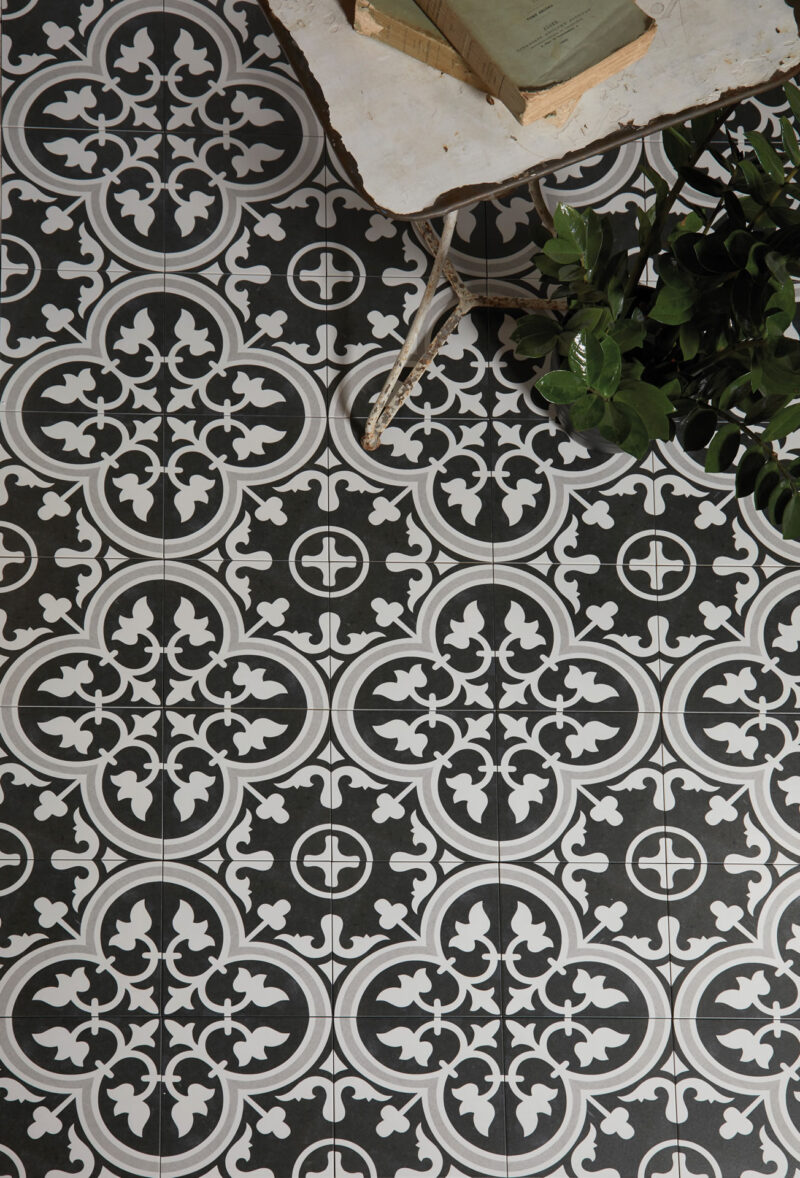 CAP DTMIA2525 2 Moroccan impressions porcelain arte pattern black white grey floor wall statement bold eclectic