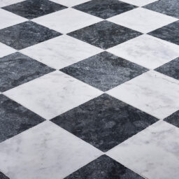 black and white tumbled marble chequerboard pattern