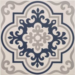 Original style vogue dark blue on chalk porcelain Victorian style tile