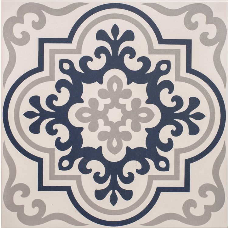 Original style vogue dark blue on chalk porcelain Victorian style tile