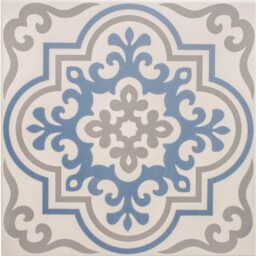 vogue light blue stone on chalk victorian pattern tile