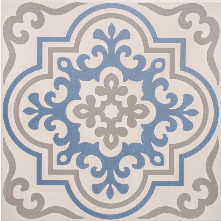vogue light blue stone on chalk victorian pattern tile