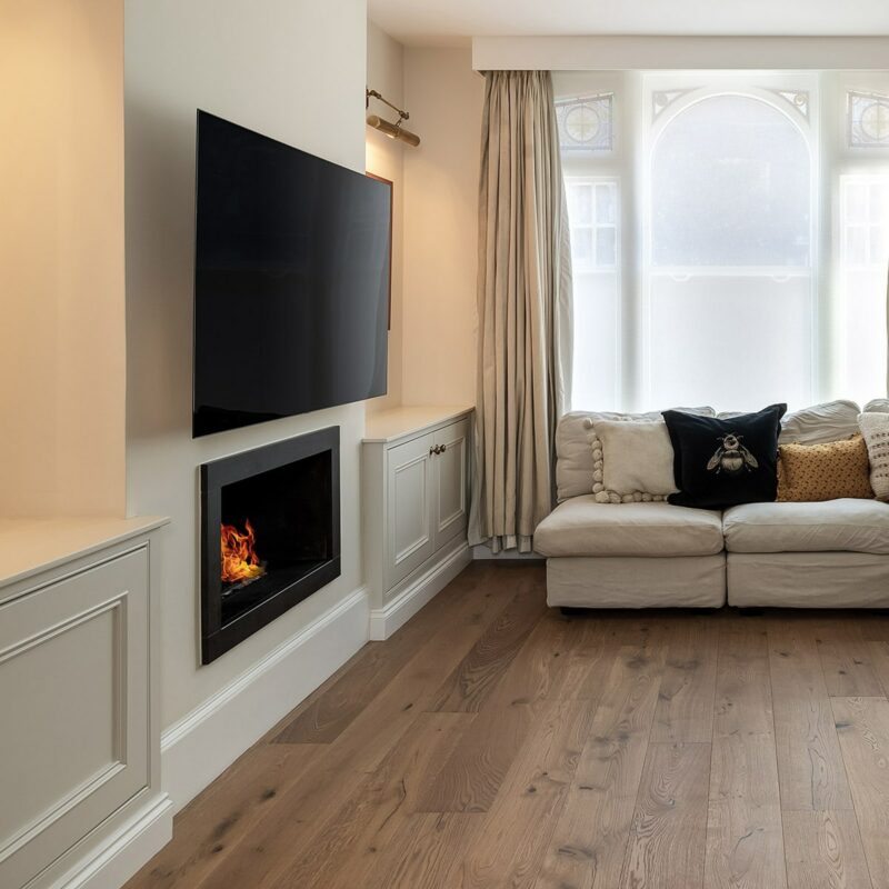 White Smoked Oak Plank Engineered Timber DC203 Living Room