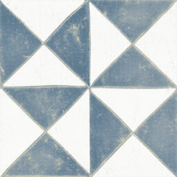 Sunset Blue porcelain wall and floor tile pinwheel geometric design