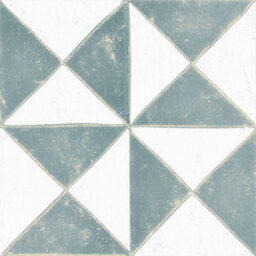 Sunset Green porcelain floor and wall tile in geometric pinwheel design