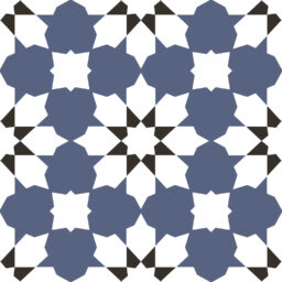 Belleville Porcelain Vendome Blue black and white geometric victorian style pattern tile