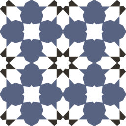 Belleville Porcelain Vendome Blue black and white geometric victorian style pattern tile