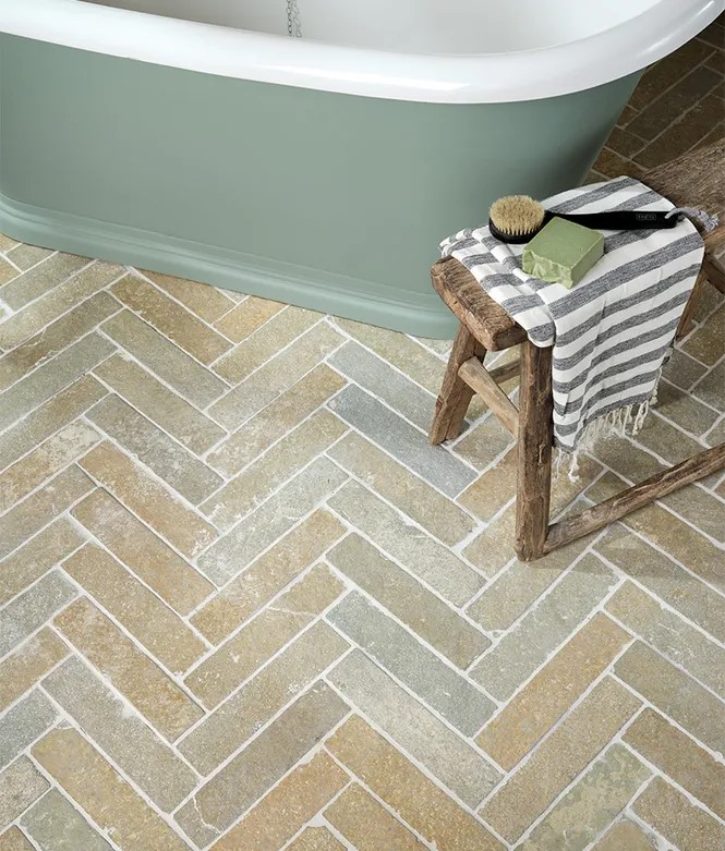 farley limestone parquet seasoned herringbone rustic stone flooring