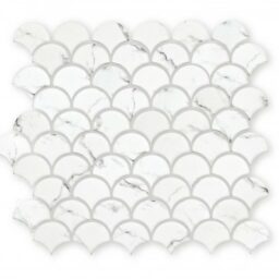 ASPEN scallop recycled glass marble effect mosaic tiles