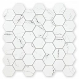 Aspen Hexagon mosaic recycled glass marble effect tiles
