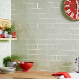 Cast Earth Sage Ceramic Tile P10374 Handmade Sage Ceramic Wall 75x300mm Roomset 1 1