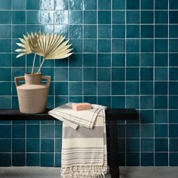 Maroc Porcelain Zellige rustic wall tiles in aquamarine and white bianco