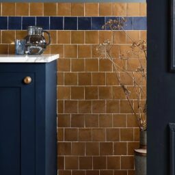 Maroc Porcelain Zellige rustic wall tiles in Khaki mustard yellow