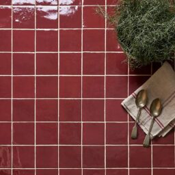 Maroc Porcelain Zellige rustic wall tiles in red bordeaux