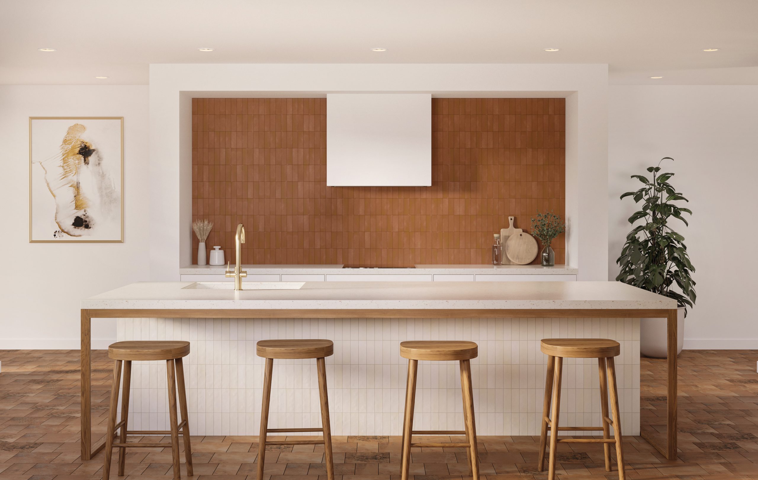 Waterfall Mini Zanzari terracotta earthy kitchen splashback