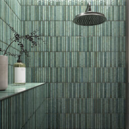 Linear kit kat stick wall tiles blue green gloss stack emerald